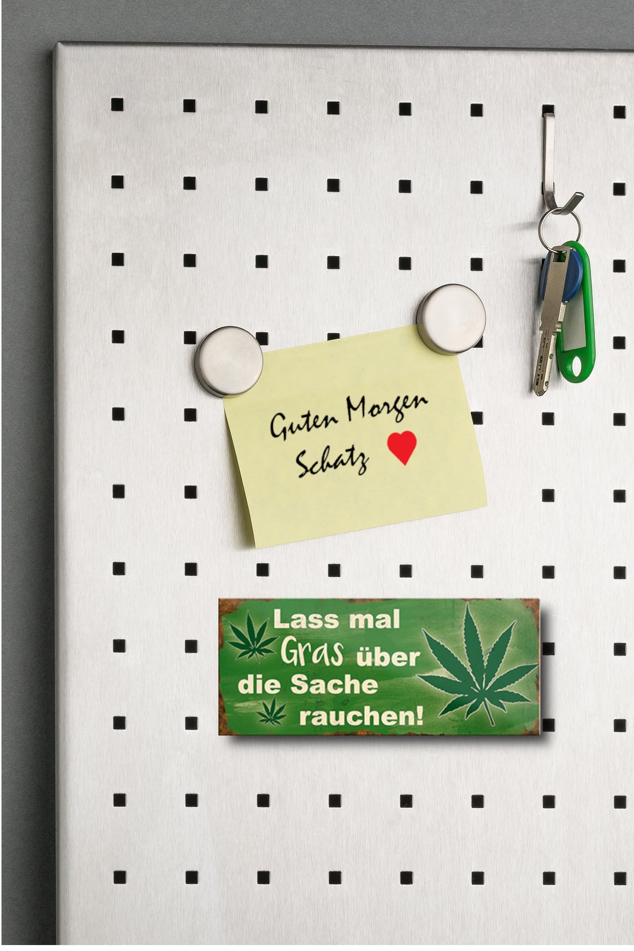 Magnet ''Lass mal Gras über die Sache rauchen'' 9,3x4cm