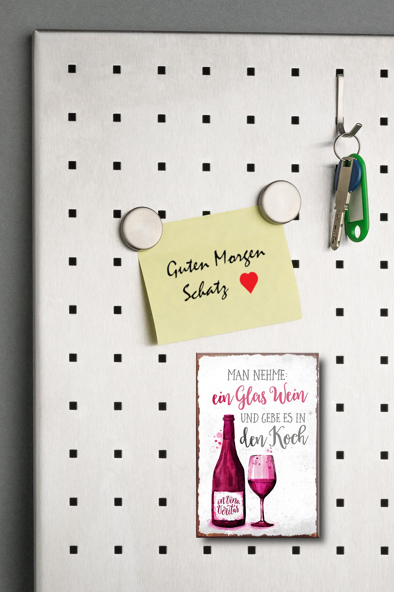 Magnet ''Man nehme ein Glas Wein Koch'' 9x6x0,3cm