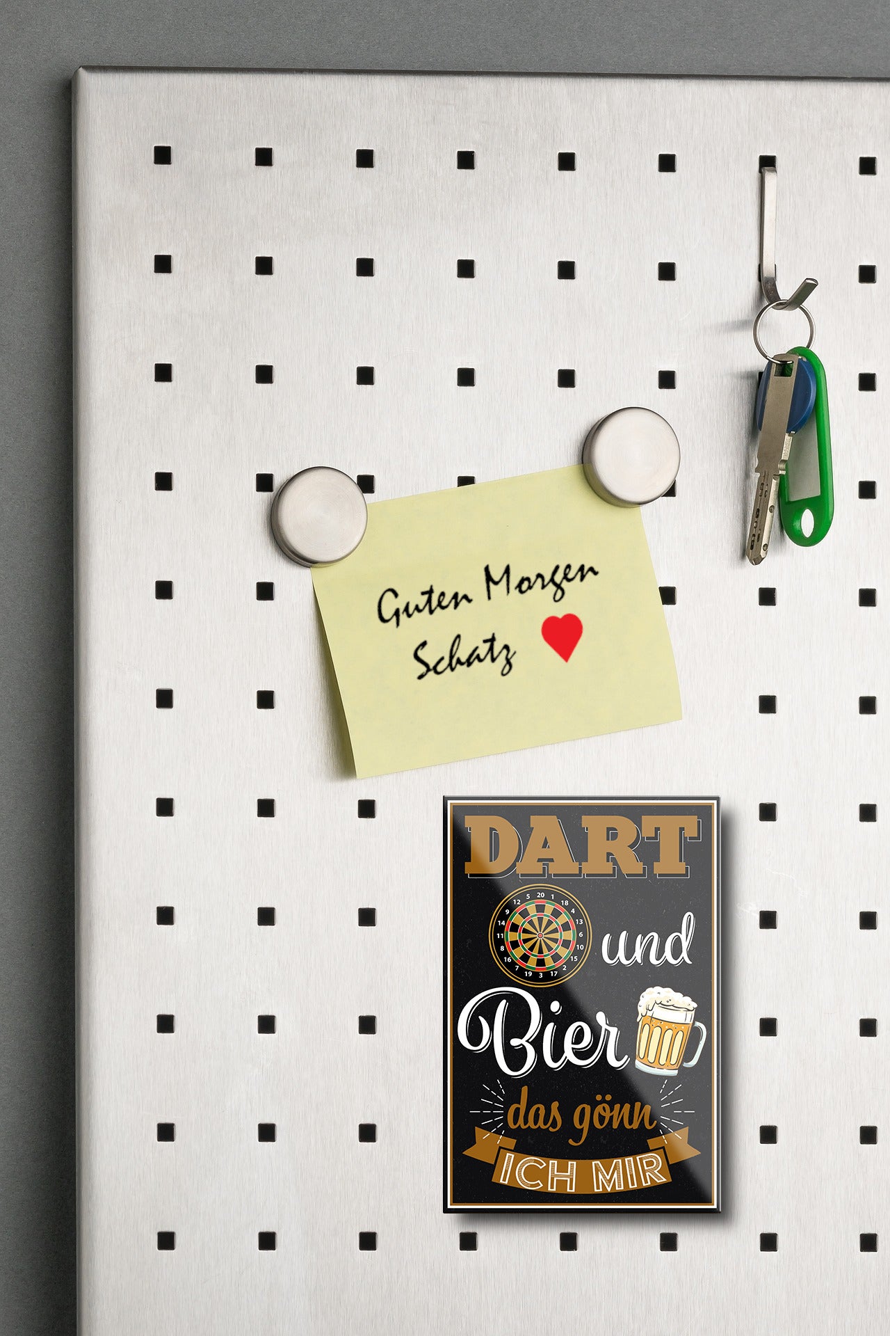 Magnet ''Dart & Bier (schwarz)'' 9x6x0,3cm