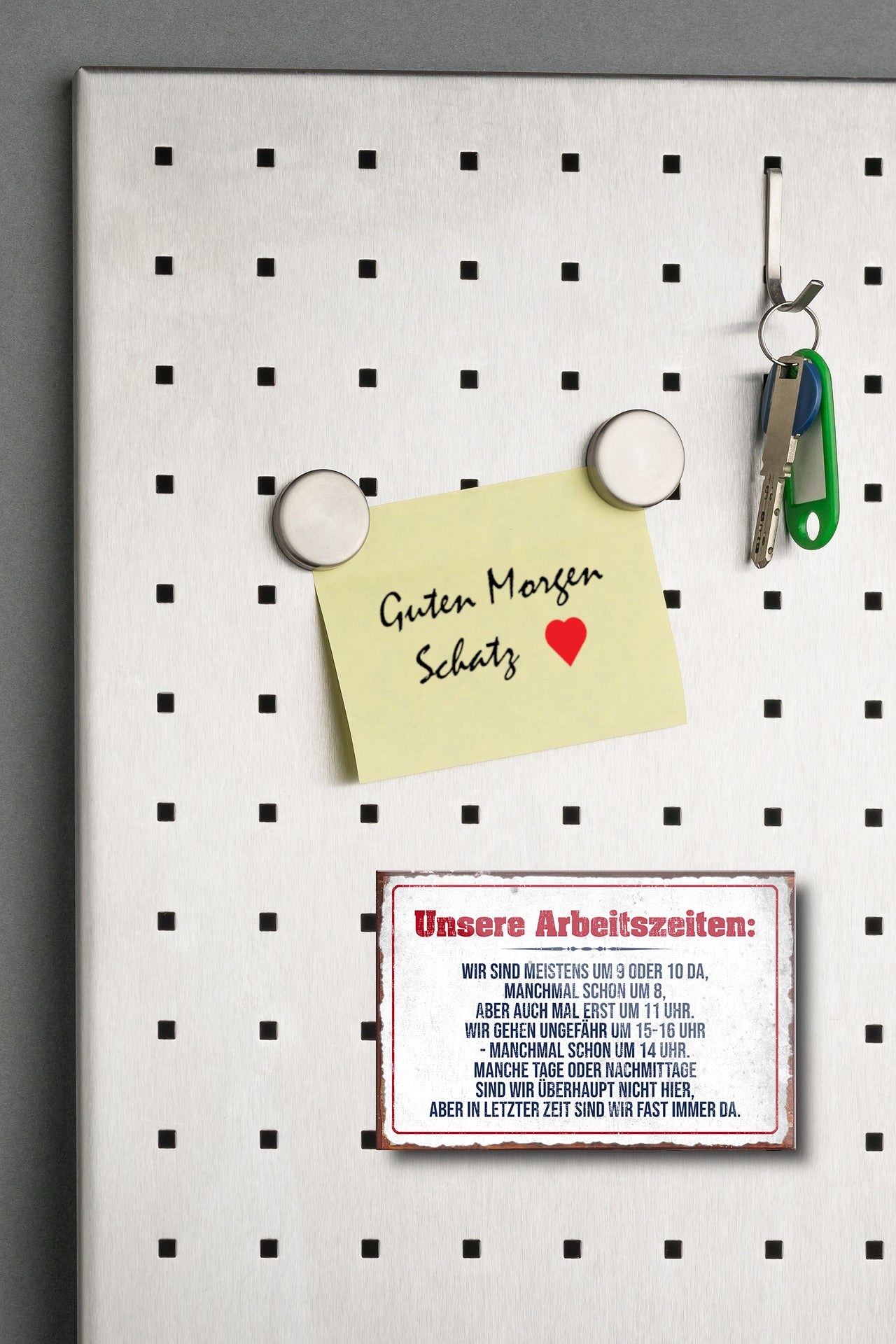 Magnet ''Unsere Arbeitszeiten (grau)'' 9x6x0,3cm