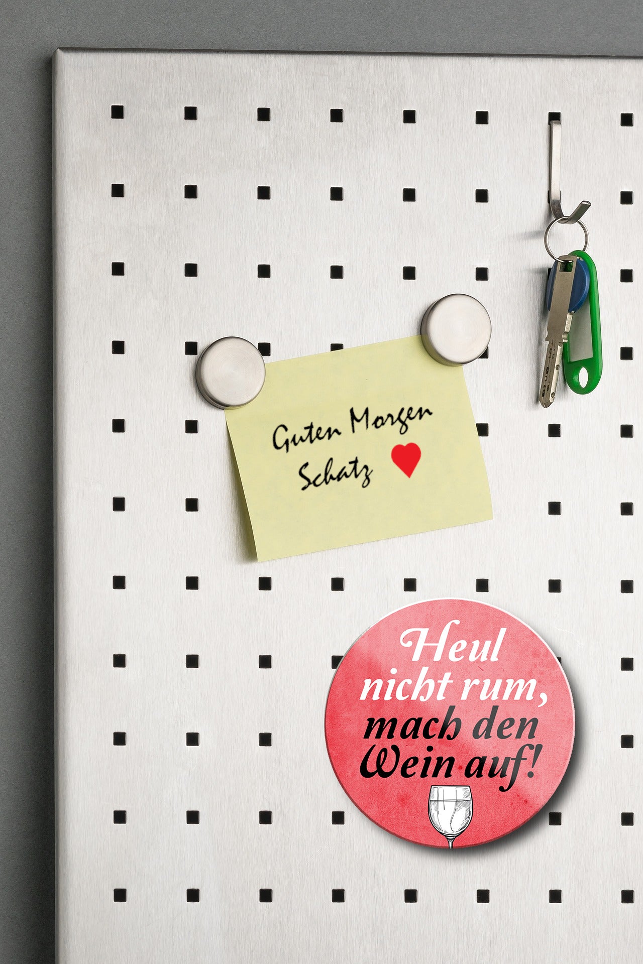 Magnet ''Heul nicht rum, mach den Wein auf'' 8x8x0,3cm