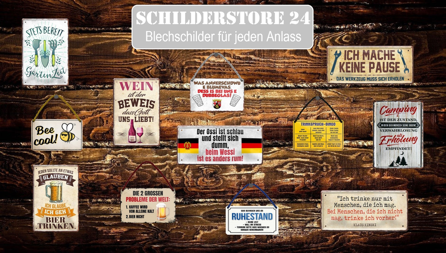 Blechschild ''Heute betreutes trinken'' 18x12cm