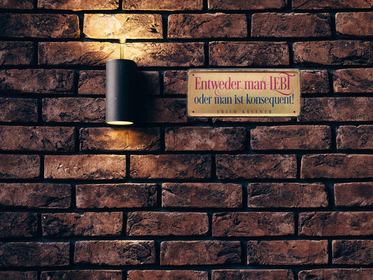 Blechschild ''Entweder man Lebt oder man ist konsequent'' 28x12cm