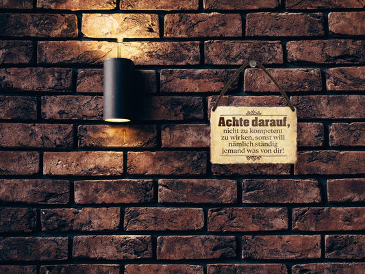 Blechschild ''Achte darauf nicht zu kompetent zu wirken'' 18x12cm