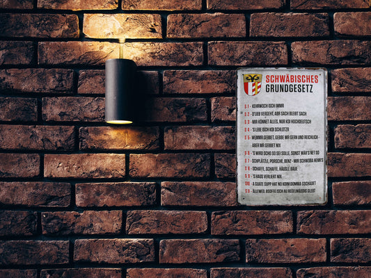 Blechschild ''Schwäbisches Grundgesetz'' 20x30cm