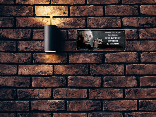 Tin sign "There are many ways to happiness (Einstein)" 28x12cm