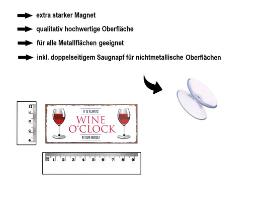Magnet ''It is always Wine O'Clock'' 9,3x4cm