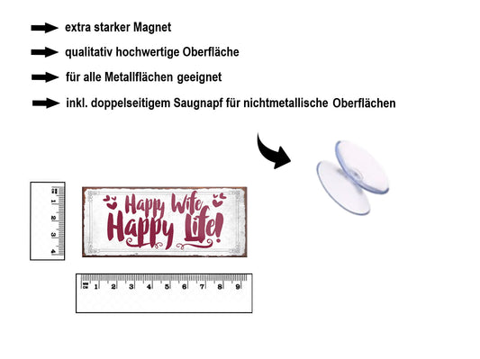 Magnet ''Happy Wife Happy Life'' 9,3x4cm