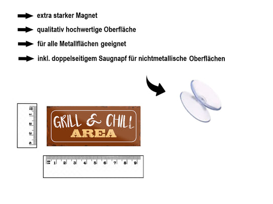 Magnet ''Grill & Chill Area'' 9,3x4cm