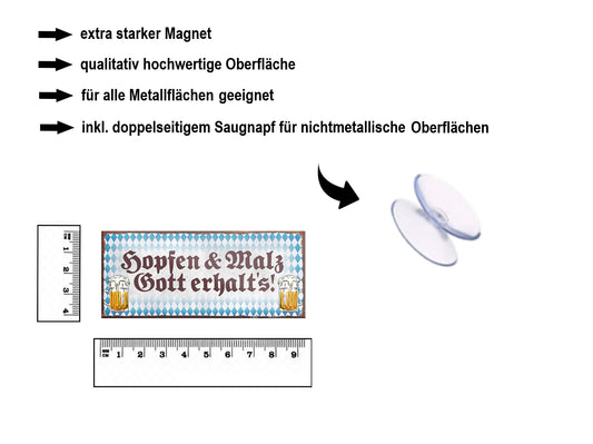 Magnet ''Hopfen Malz Gott erhalt's'' 9,3x4cm