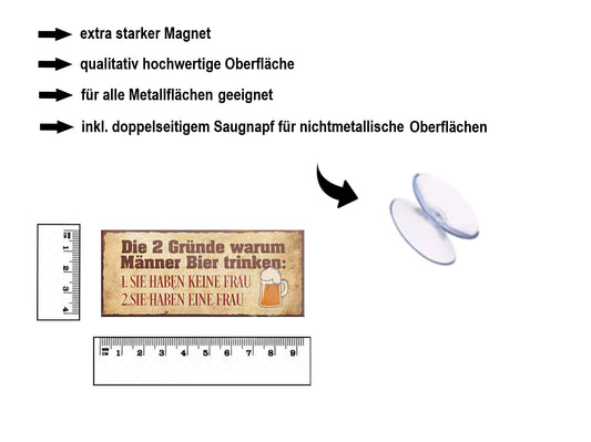 Magnet ''Die 2 Gründe Männer Bier trinken'' 9,3x4cm