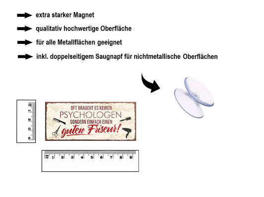 Magnet ''Oft braucht es keinen Psychologen guten Friseur'' 9,3x4cm