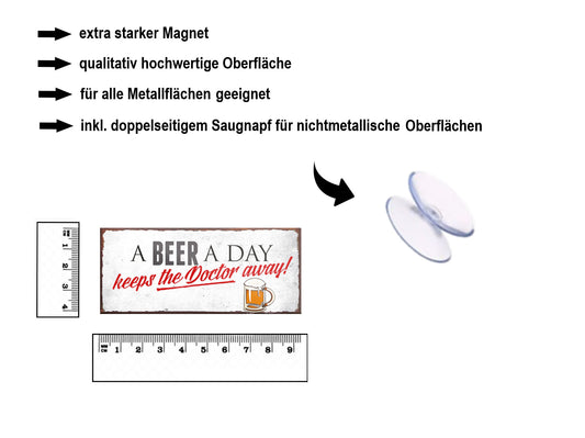 Magnet ''A beer a day kepps the Dctor away'' 9,3x4cm