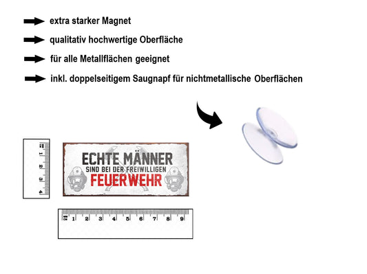Magnet ''Echte Männer sind bei der freiwilligen Feuerwehr'' 9,3x4cm