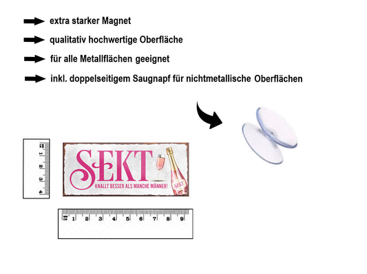 Magnet ''Sekt knallt besser als manche Männer'' 9,3x4cm