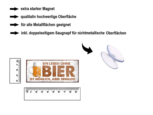 Magnet ''Ein Leben ohen Bier ist sinnlos'' 9,3x4cm