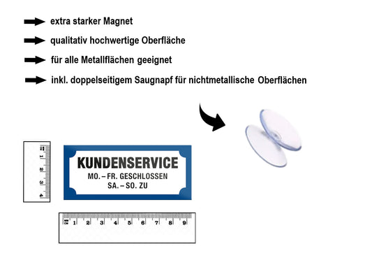 Magnet ''Kundenservice Mo - Fr geschlossen (weiß)'' 9,3x4cm