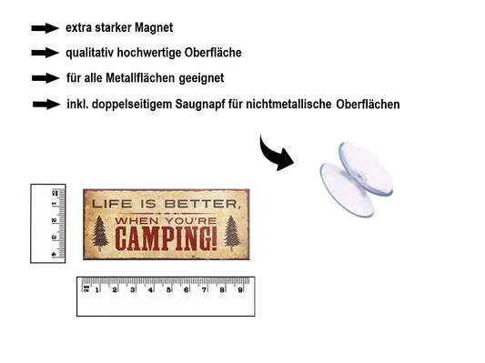 Magnet ''Life is better Camping'' 9,3x4cm