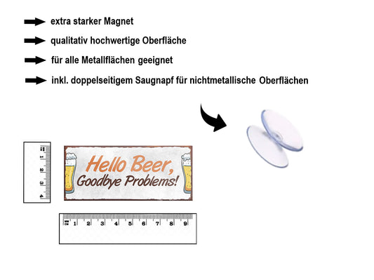 Magnet ''Hello Beer, Goodbye Problems'' 9,3x4cm