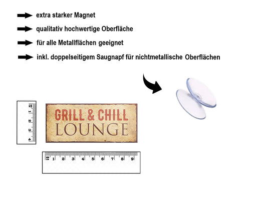 Magnet ''Grill & Chill Lounge'' 9,3x4cm