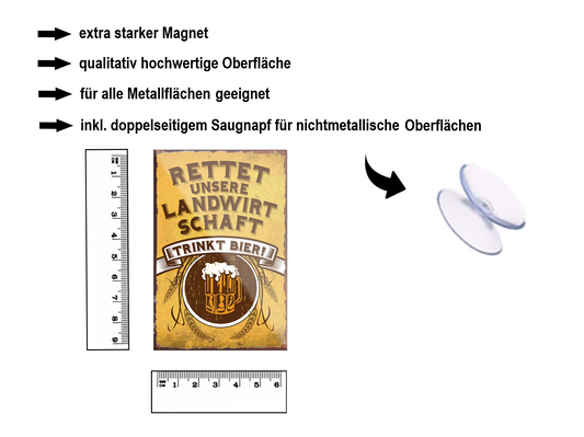 Magnet ''Rettet unserer Landwirte trinkt Bier'' 9x6x0,3cm