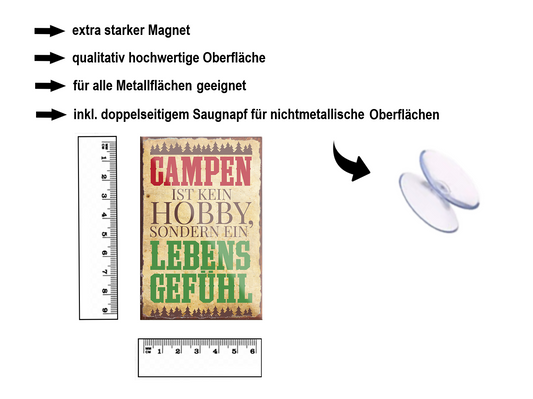 Magnet ''Campen ist kein Hobby Lebensgefühl'' 9x6x0,3cm