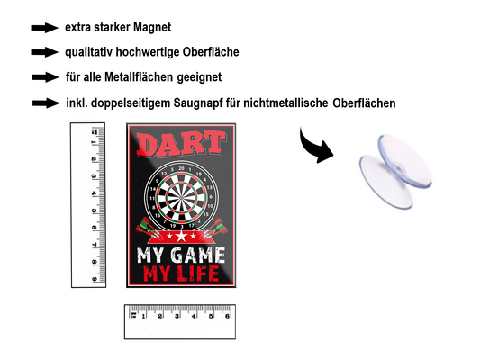 Magnet ''Dart my game my life'' 9x6x0,3cm