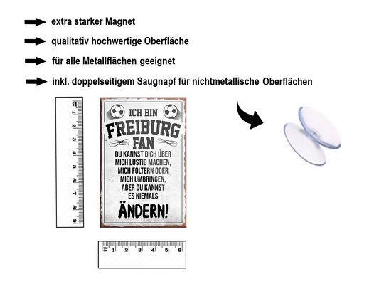 Magnet ''Freiburg Fan (schwarze schrift)'' 9x6x0,3cm