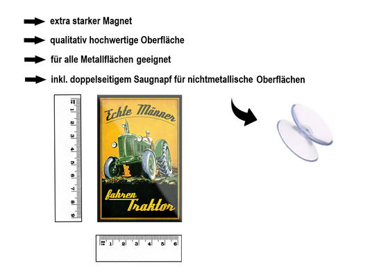 Magnet ''Echte Männer fahren Traktor'' 9x6x0,3cm