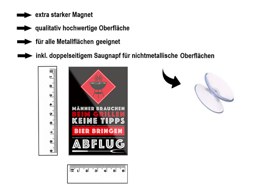 Magnet ''Männer brauchen beim Grillen keine Tipps'' 9x6x0,3cm
