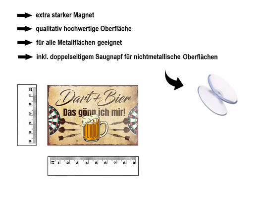 Magnet ''Dart & Bier (braun)'' 9x6x0,3cm