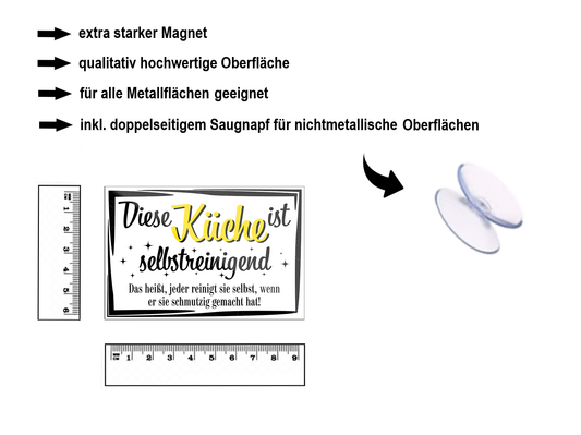 Magnet ''Diese Küche ist selbstreinigend'' 9x6x0,3cm