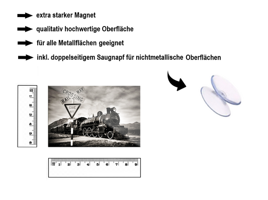 Magnet ''Railway Crossing Dampflock'' 9x6x0,3cm