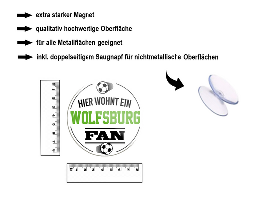 Magnet ''Wolfsburg Fan'' 8x8x0,3cm