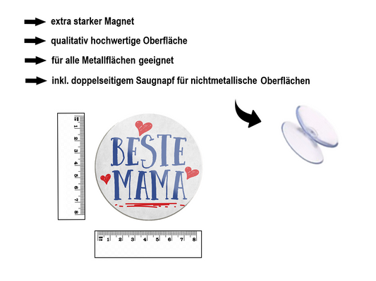 Magnet ''Beste Mama'' 8x8x0,3cm