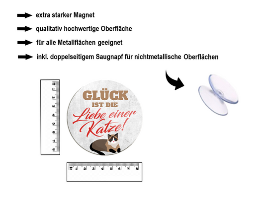 Magnet ''Glück ist die Liebe einer Katze'' 8x8x0,3cm