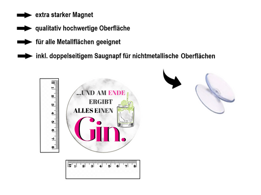 Magnet ''..und am Ende ergibt alles Gin'' 8x8x0,3cm