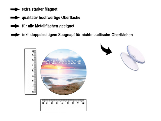 Magnet ''Stressfreie Zone'' 8x8x0,3cm