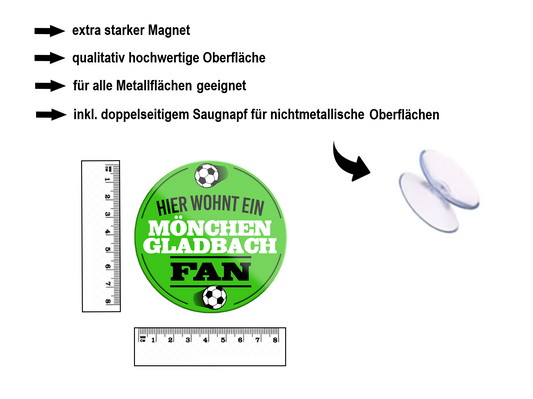 Magnet ''Mönchengladbach Fan'' 8x8x0,3cm