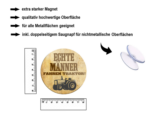 Magnet ''Echte Männer fahren Traktor'' 8x8x0,3cm
