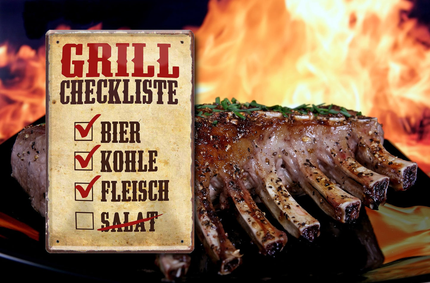 Blechschild ''Grill Checkliste'' 20x30cm