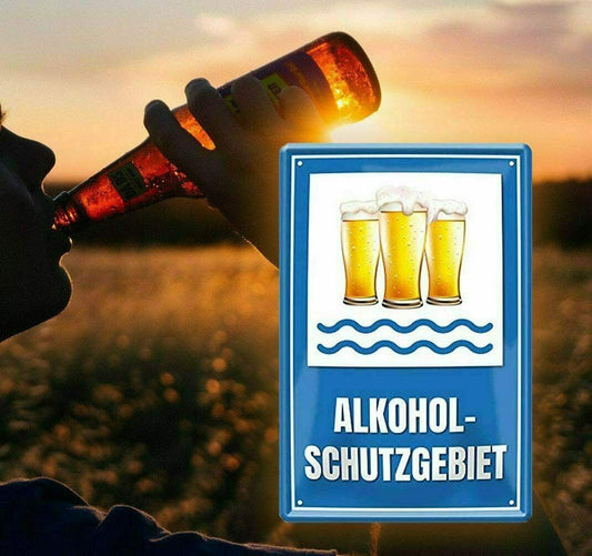 Blechschild ''Alkoholschutzgebiet (blauer Hintergrund)'' 20x30cm
