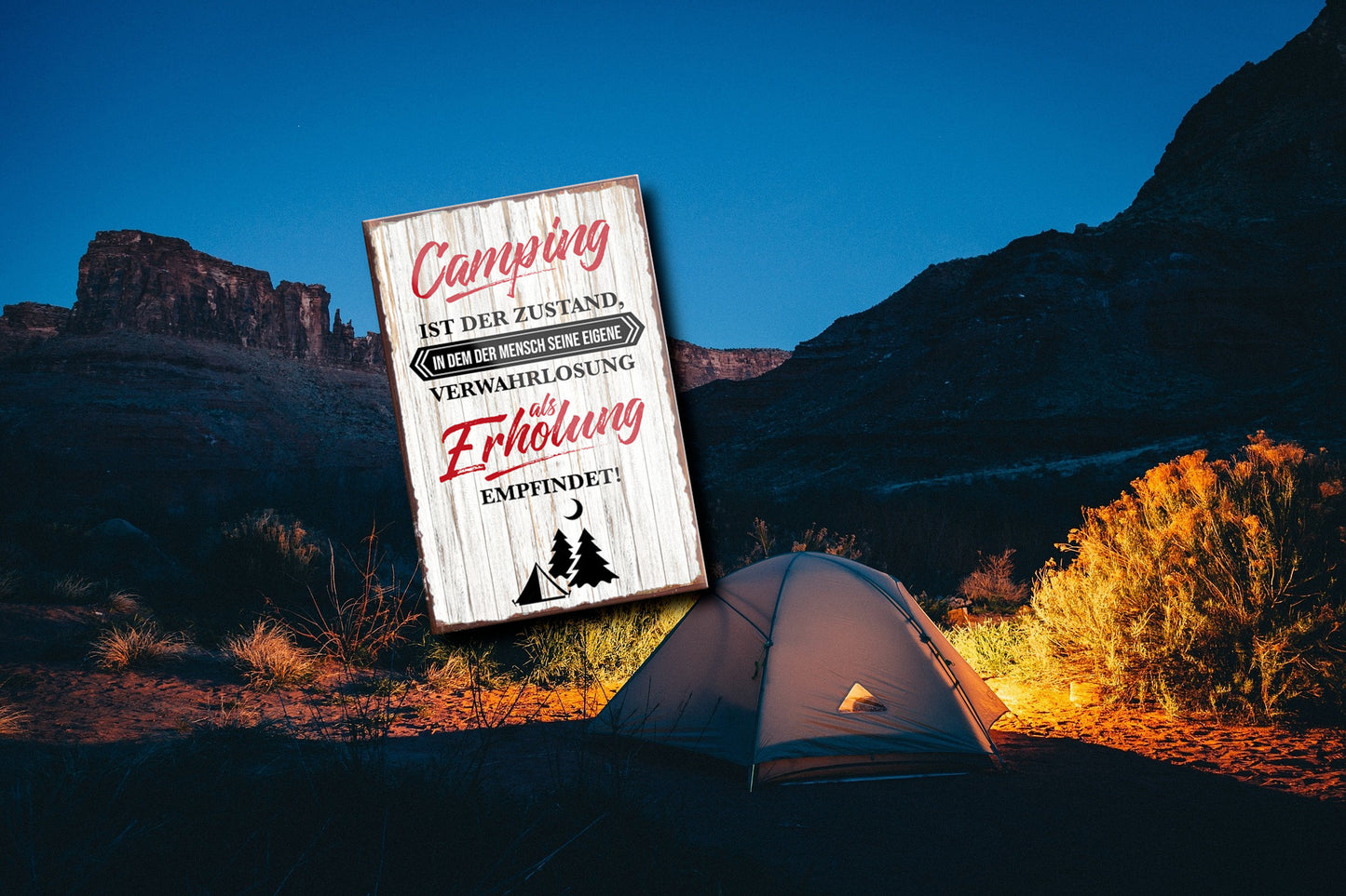 Magnet ''Camping ist der Zustand Erholung'' 9x6x0,3cm