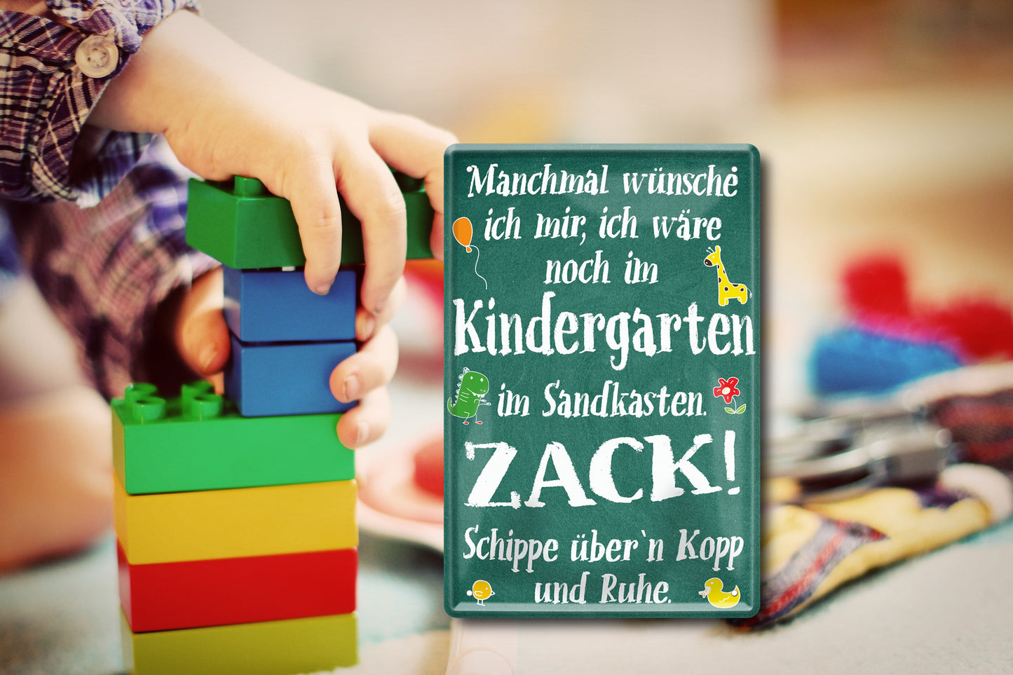 Blechschild ''Manchmal wünsche ich mir.. Kindergarten'' 20x30cm