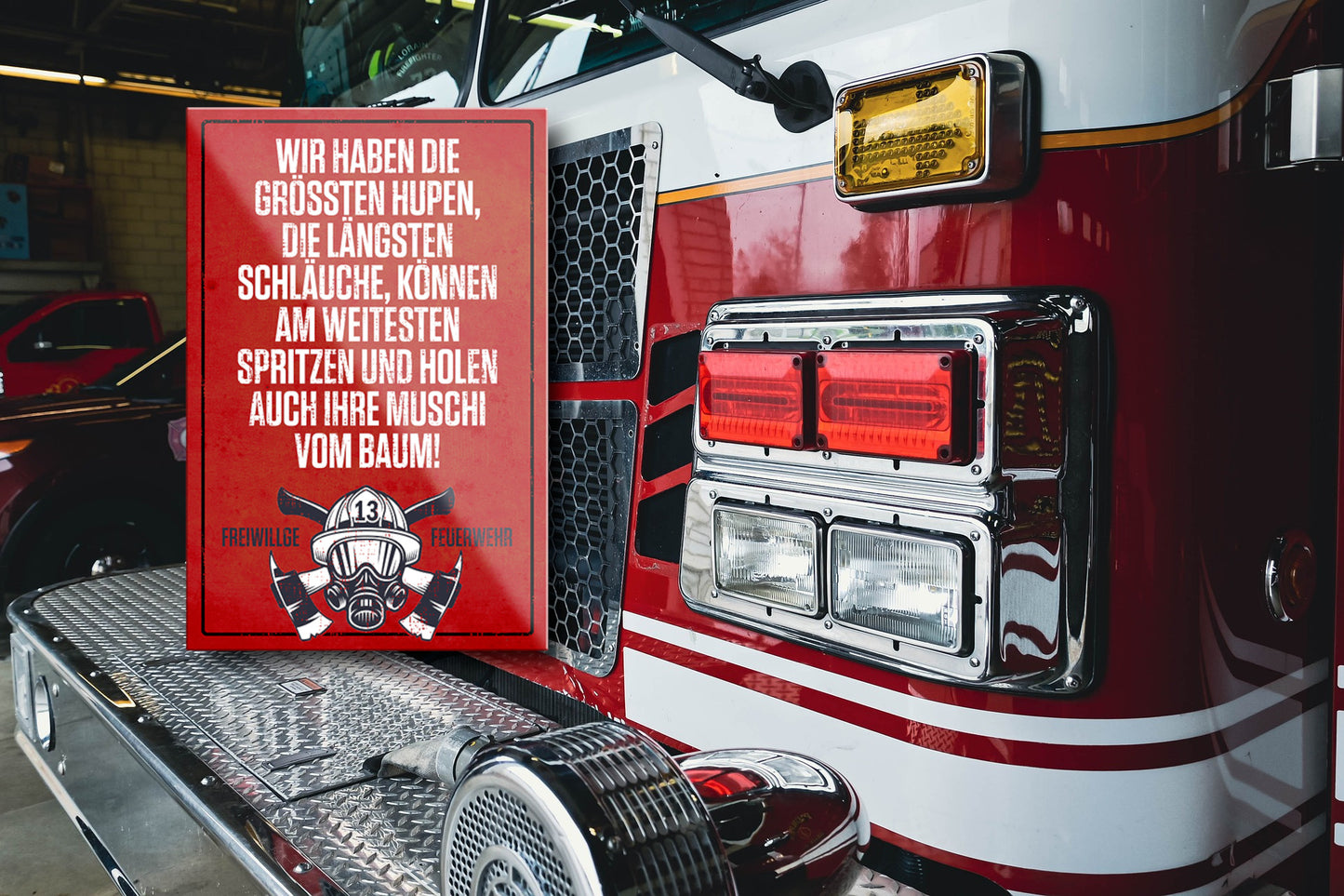 Magnet ''Wir haben die grössten Hupen längsten Schläuche'' 9x6x0,3cm