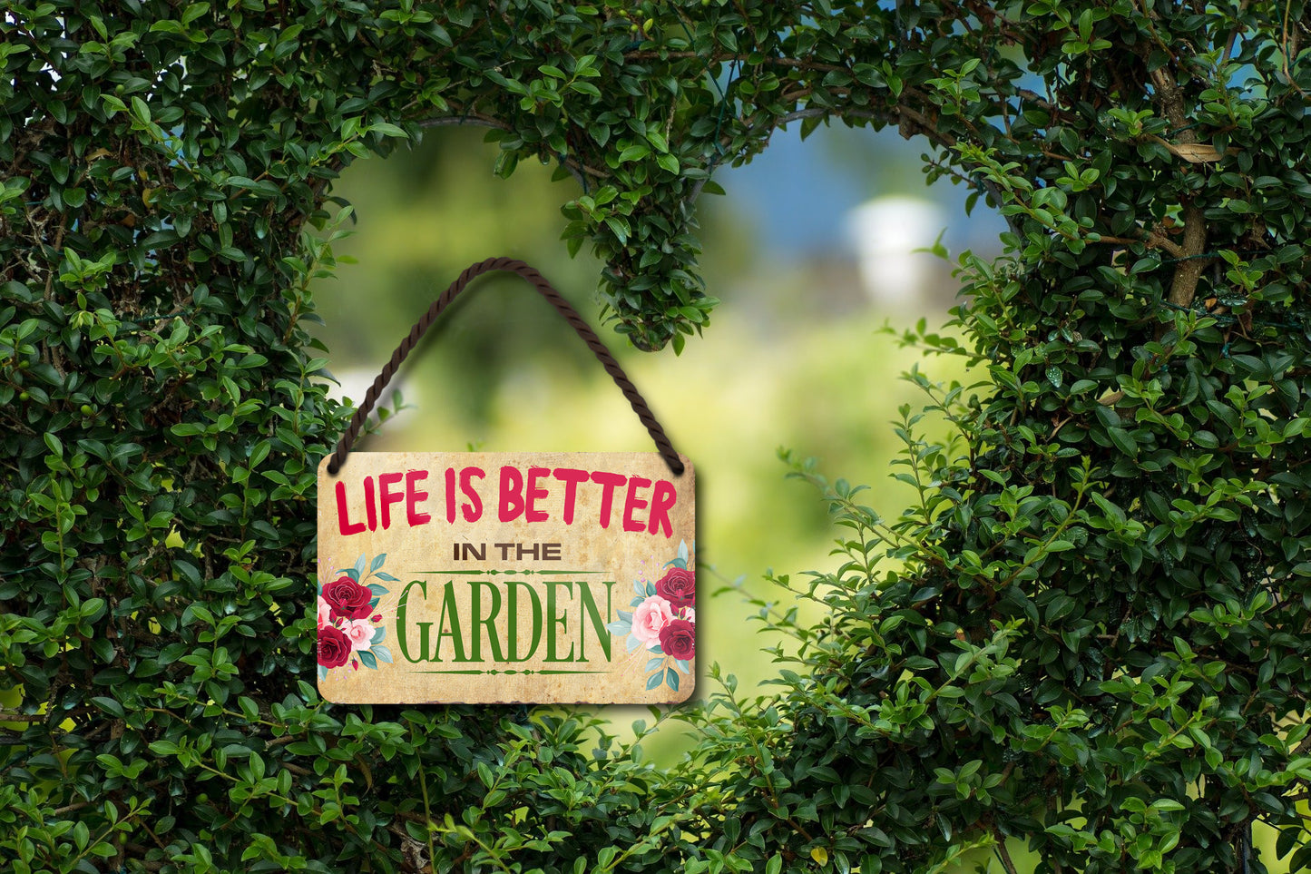 Tin sign "Life is better Garden" 18x12cm
