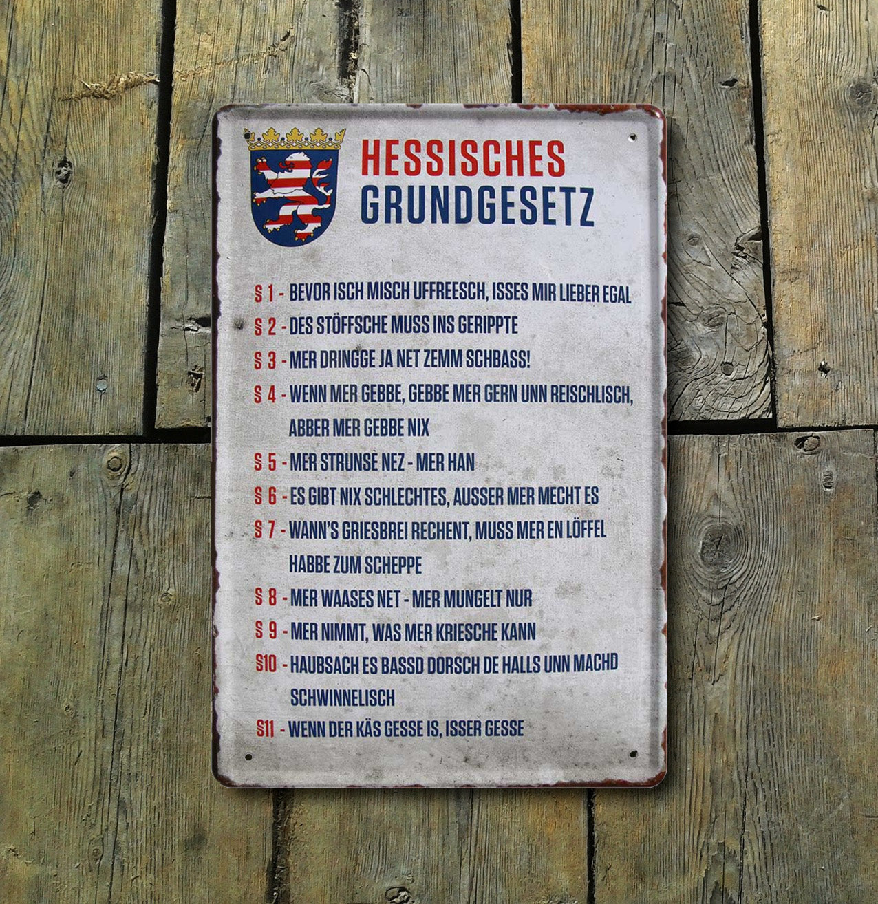 Blechschild ''Hessisches Grundgesetz'' 20x30cm