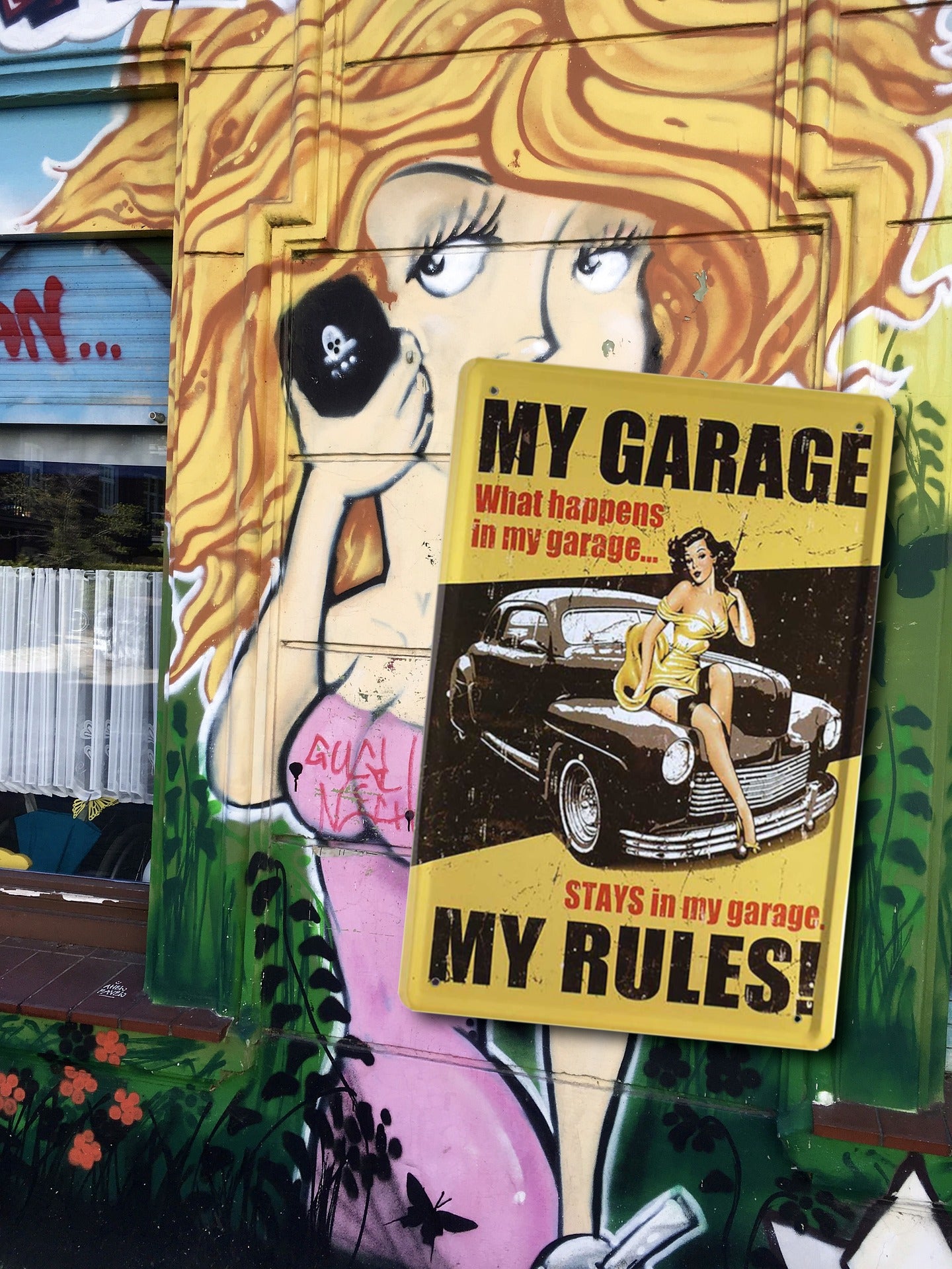 Blechschild ''Pinup my Garage, My Rules'' 20x30cm