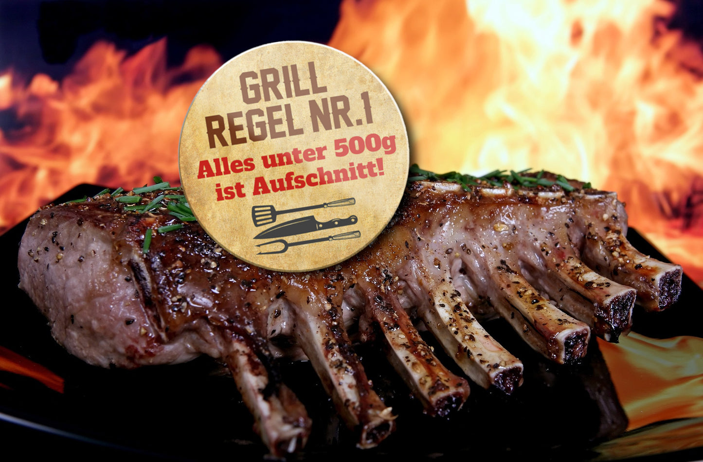 Magnet ''Grill Regel Nr1 500g Aufschnitt'' 8x8x0,3cm