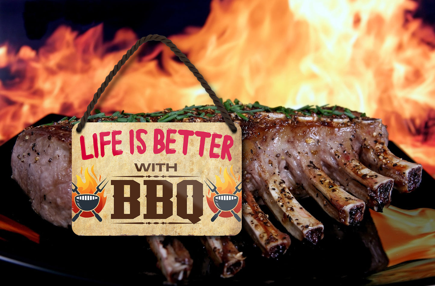Blechschild ''Life is better BBQ'' 18x12cm